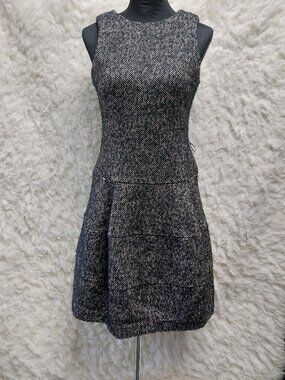Michael Michael Kors Black Gray Tweed Sleeveless Fit-and-Flare Dress Size 4